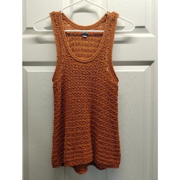 Aerie Womens Size Small Burnt Orange Crochet Knit Sleeveless Scoop Neck Tank Top - Picture 1 of 6